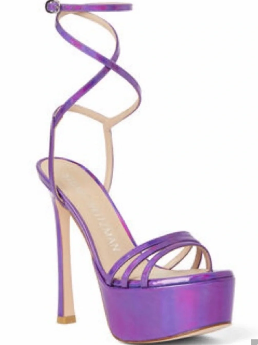 Stuart Weitzman Soiree 145 Iridescent Purple Strappy Platform Heel